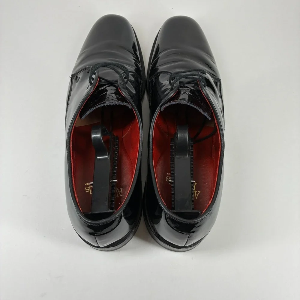 Allen Edmonds Spencer Men's US 9.5A Black Patent Leather Tuxedo Derby Dress Shoe